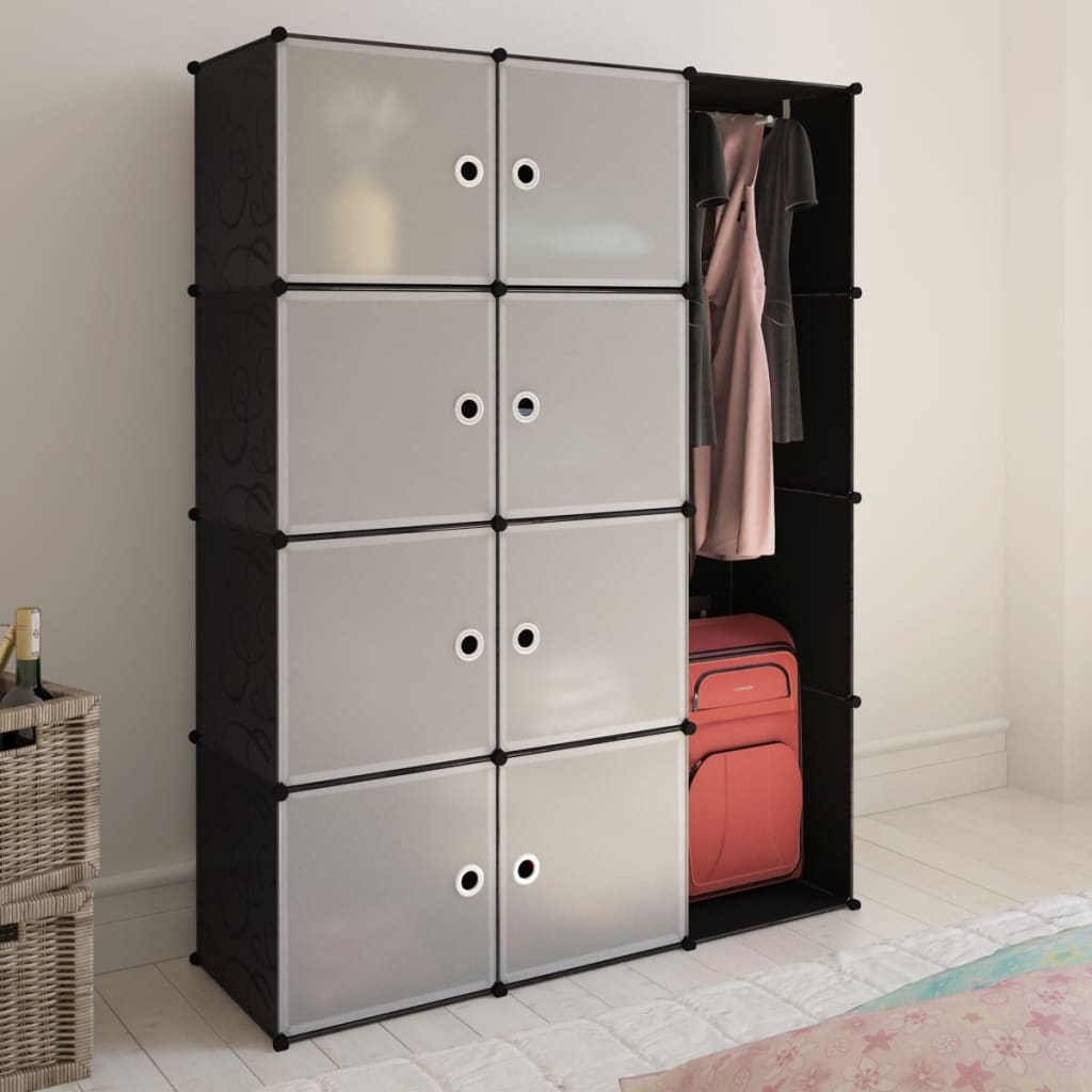 vidaXL Modular Cabinet 9 Compartments 37x115x150 cm Black and White