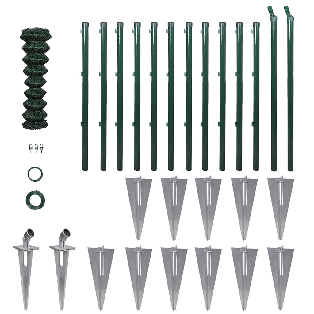 vidaXL Chain Link Fence with Posts Spike Steel 1,0x25 m