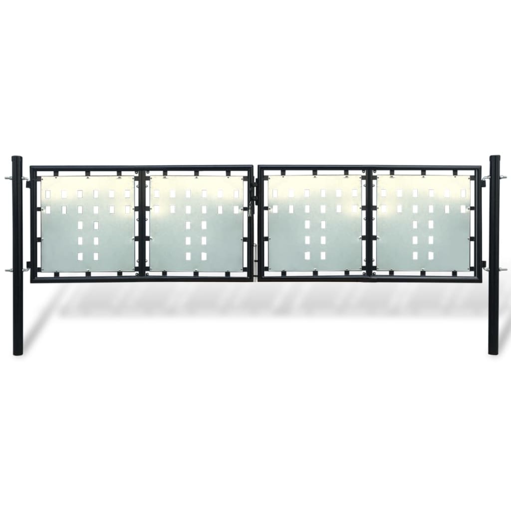 vidaXL Black Double Door Fence Gate 300 x 150 cm
