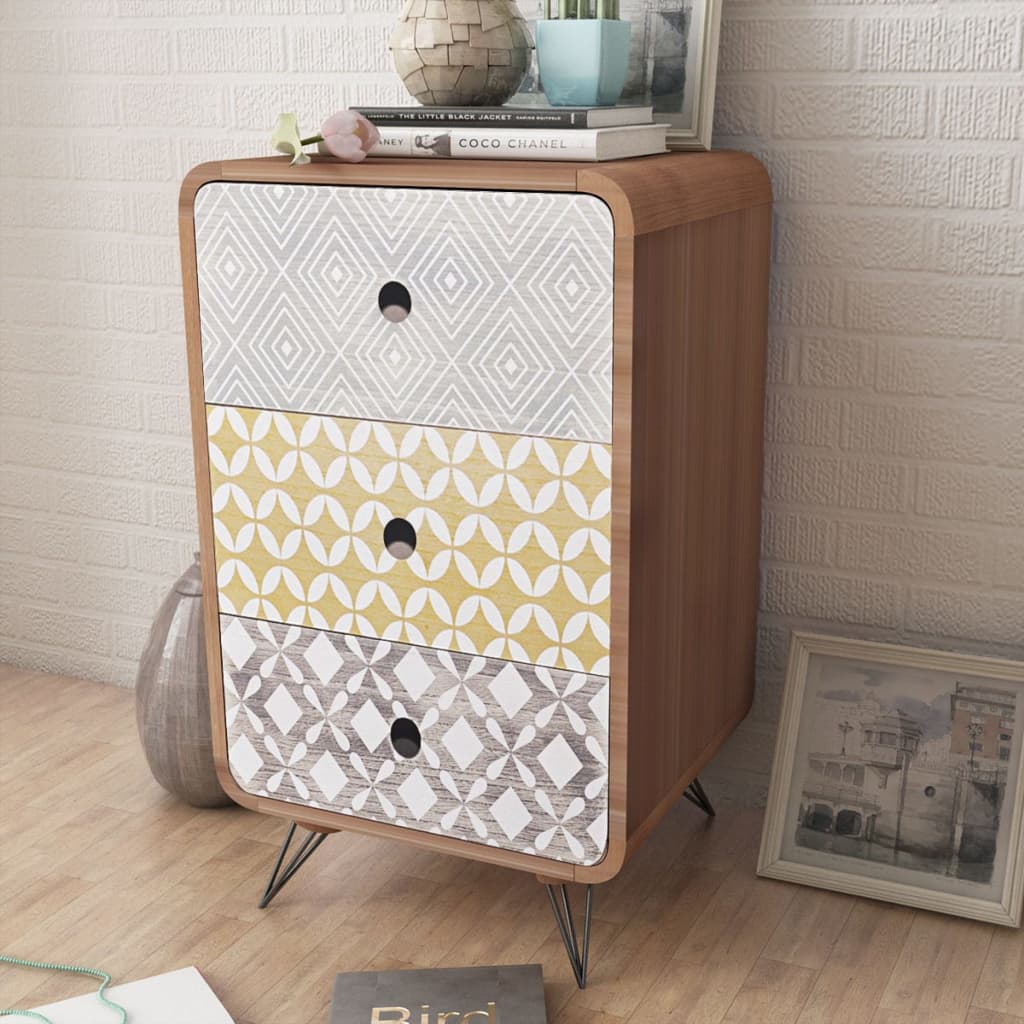 vidaXL Side Cabinet with 3 Drawers Brown
