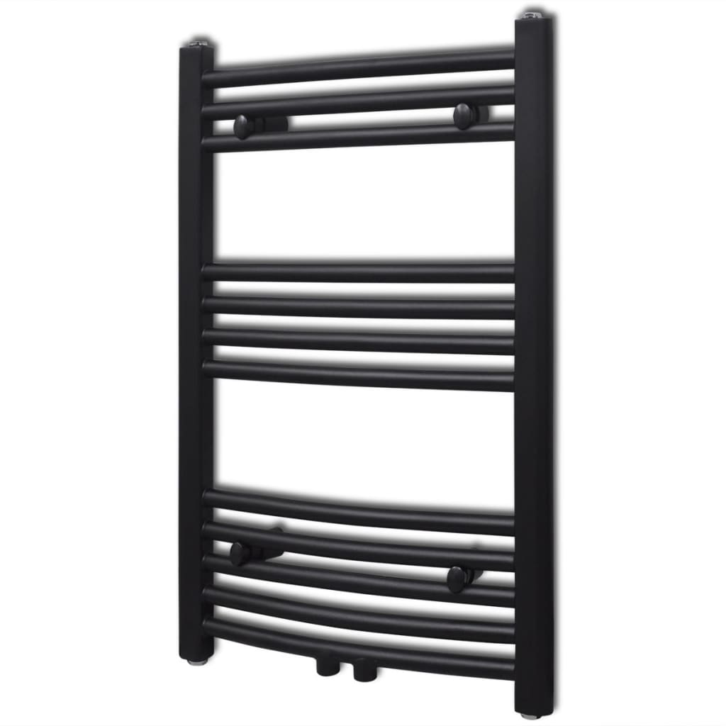 vidaXL Bathroom Heating Towel Rail Radiator Curve 500x764 mm Black