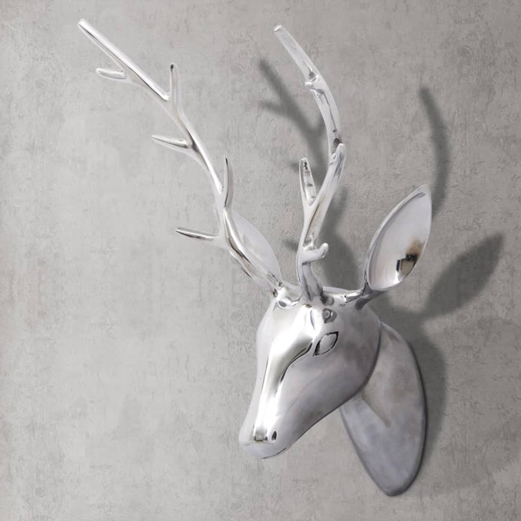 Wall Mounted Aluminium Deer‰۪s Head Decoration Silver 62 cm