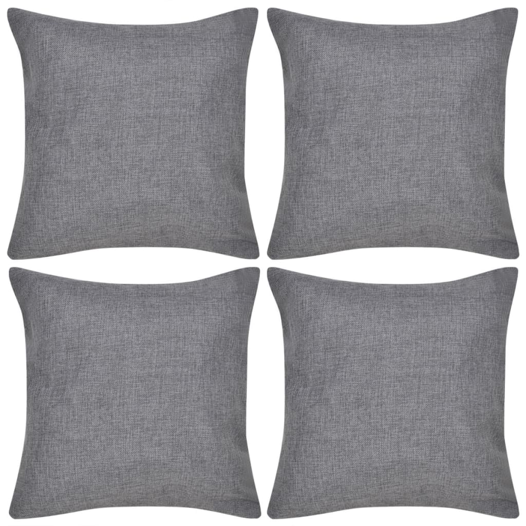 4 Anthracite Cushion Covers Linen-look 50 x 50 cm