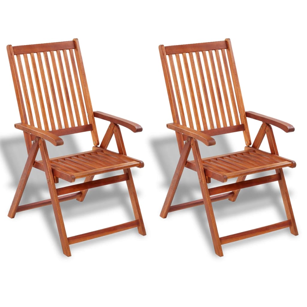 vidaXL Folding Garden Chairs 2 pcs Solid Acacia Wood Brown