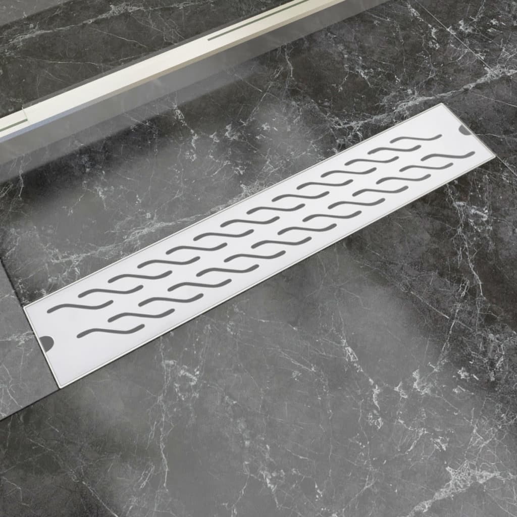 vidaXL Linear Shower Drain Wave 630x140 mm Stainless Steel