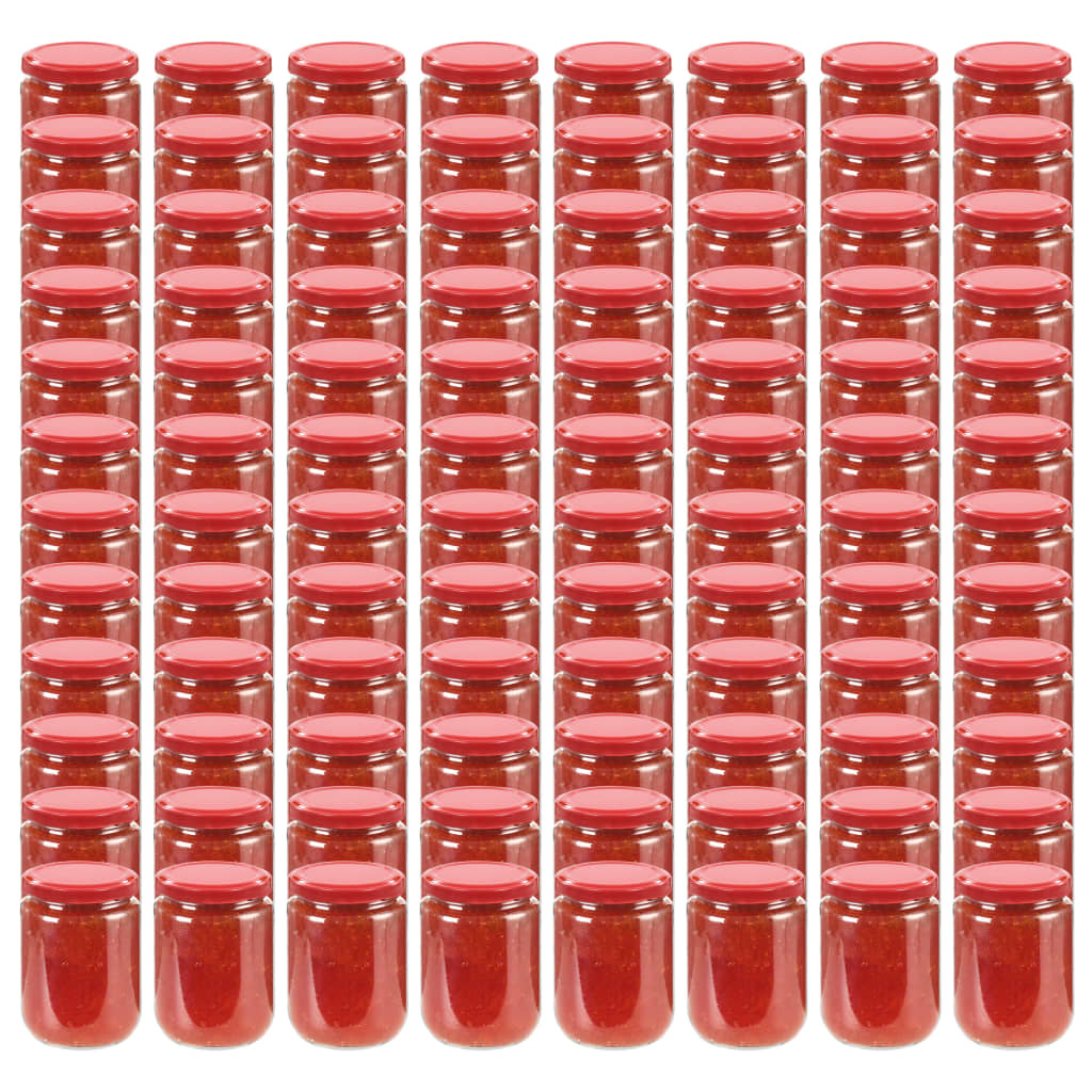 vidaXL Glass Jam Jars with Red Lid 96 pcs 230 ml