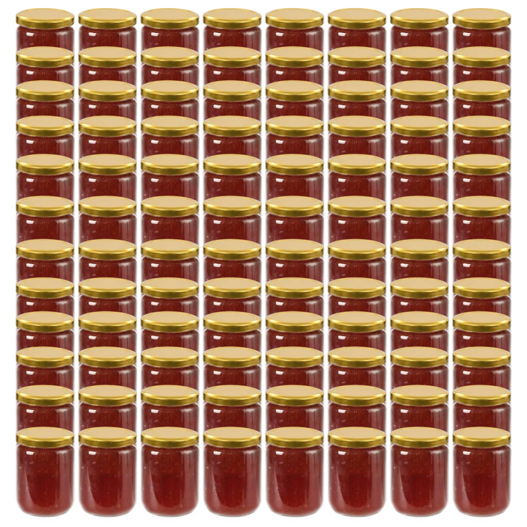 vidaXL Glass Jam Jars with Gold Lid 96 pcs 230 ml