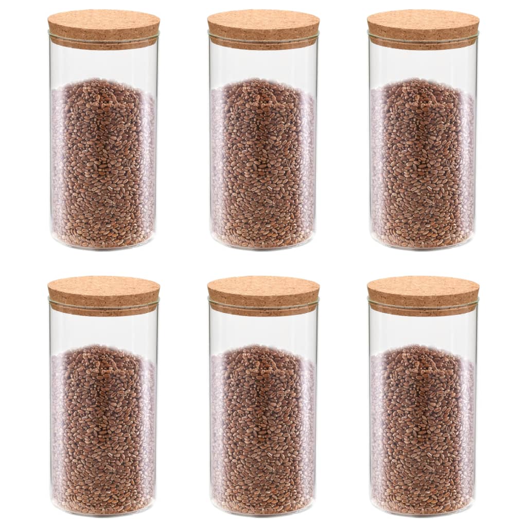 vidaXL Storage Glass Jars with Cork Lid 6 pcs 1400 ml
