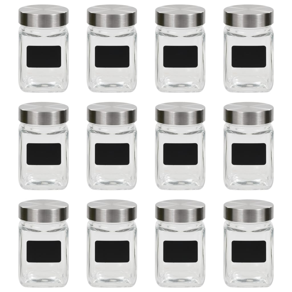 vidaXL Storage Jars with Sticker 12 pcs 300 ml
