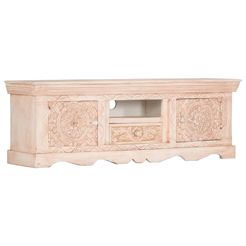 vidaXL TV Cabinet White 120x30x40 cm Solid Mango Wood