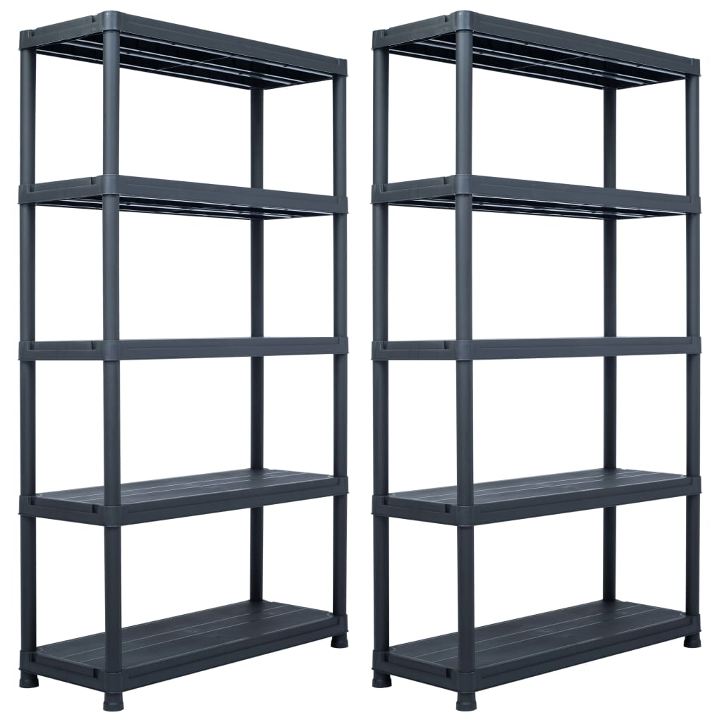 vidaXL Storage Shelf Racks 2 pcs Black 500 kg 100x40x180 cm Plastic