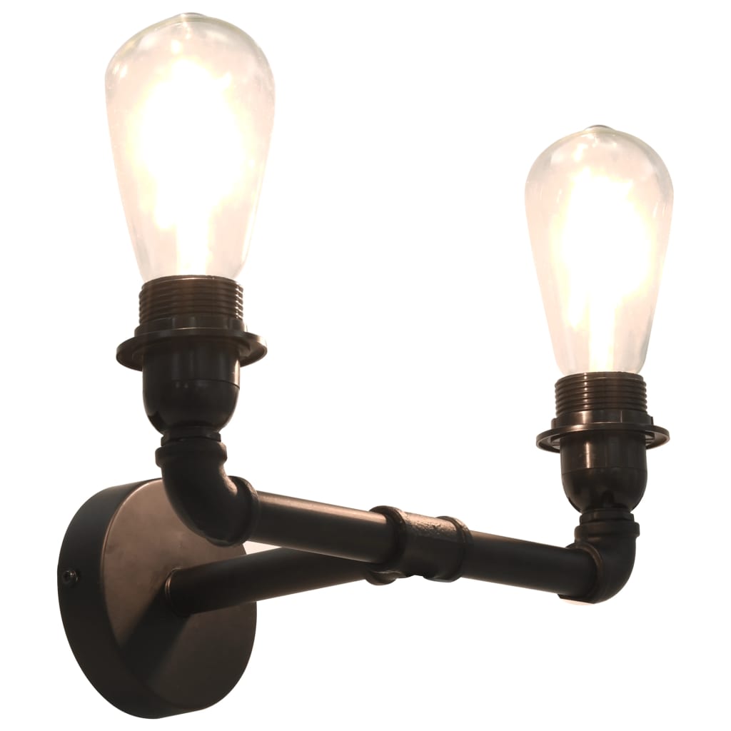 vidaXL 2-way Wall Lamp Black 2 x E27 Bulbs