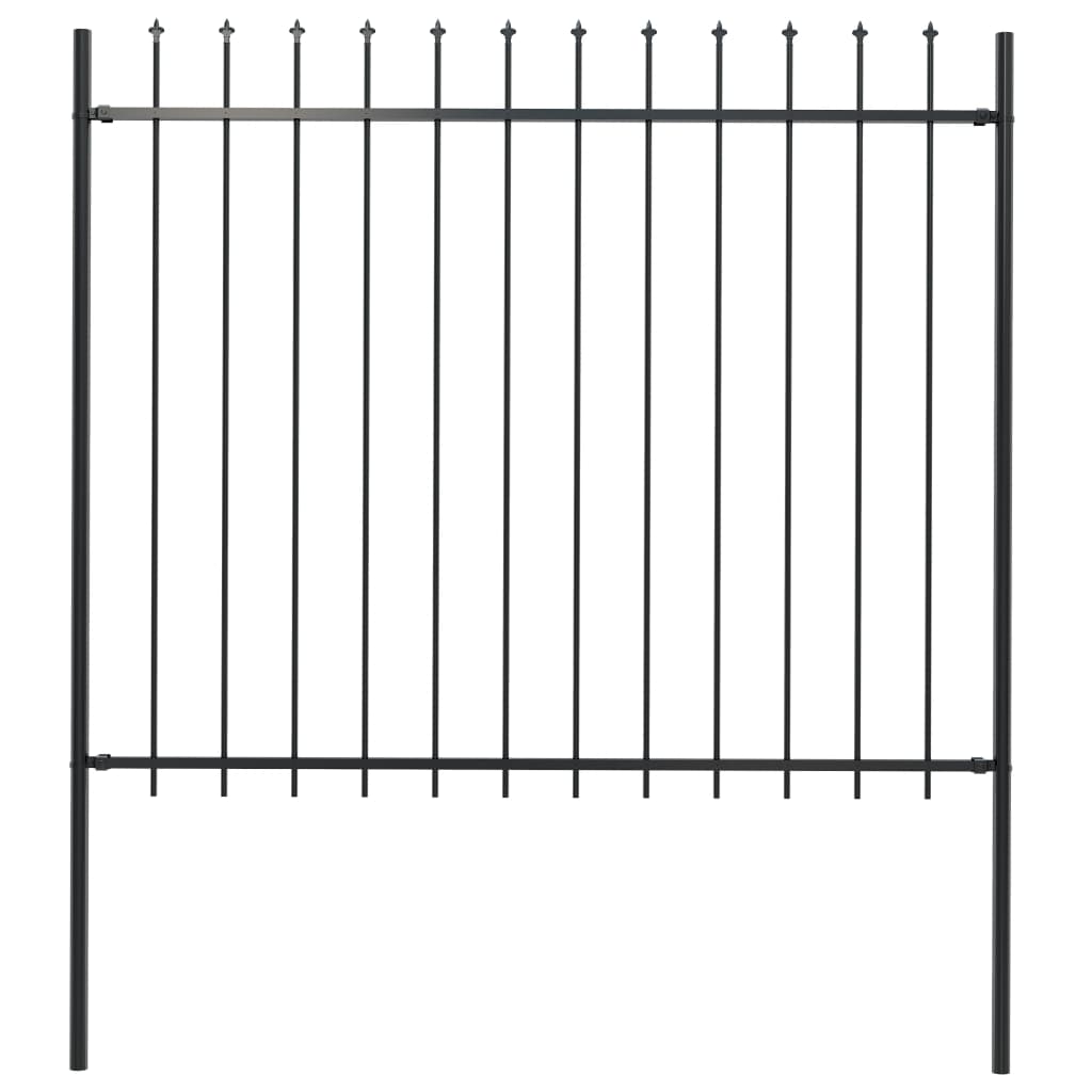 vidaXL Garden Fence with Spear Top Steel 1.7x1.5 m Black