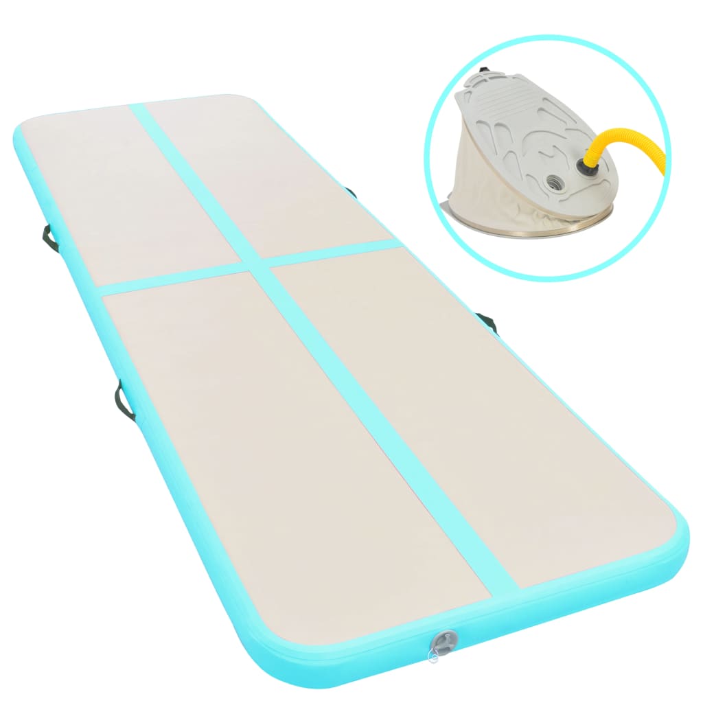 vidaXL Inflatable Gymnastics Mat with Pump 600x100x10 cm PVC Green