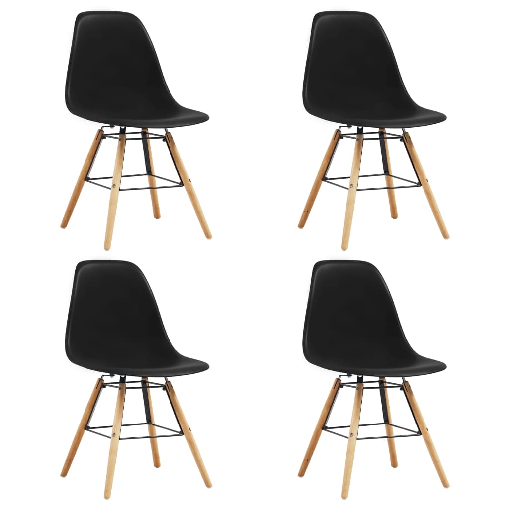 vidaXL Dining Chairs 4 pcs Black Plastic