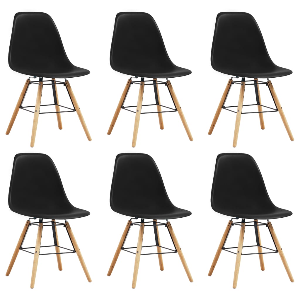 vidaXL Dining Chairs 6 pcs Black Plastic