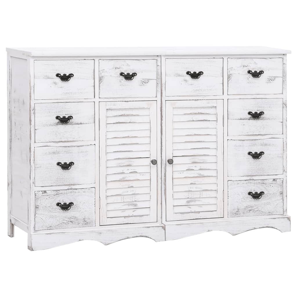 vidaXL Sideboard with 10 Drawers White 113x30x79 cm Wood