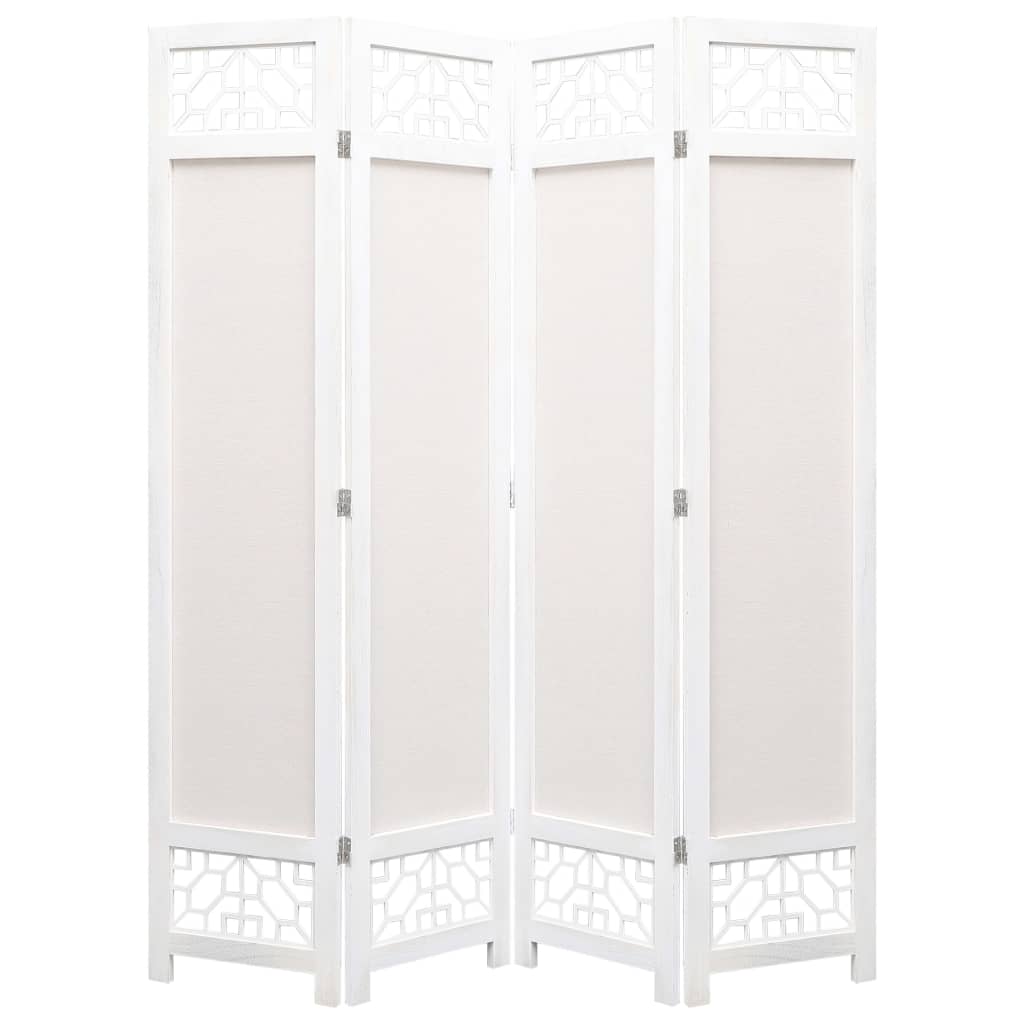 vidaXL 4-Panel Room Divider Cream 140x165 cm Fabric