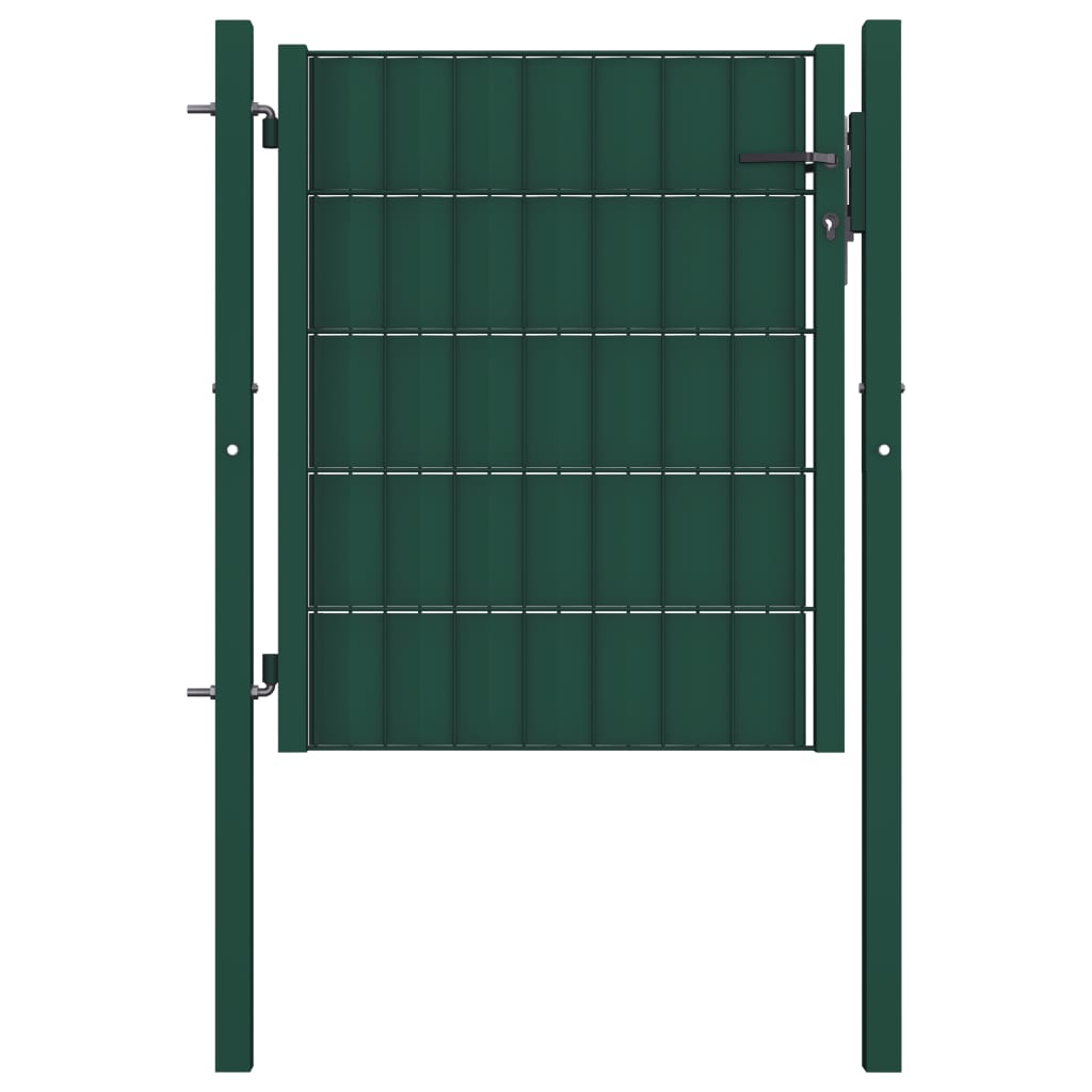 vidaXL Fence Gate PVC and Steel 100x101 cm Green