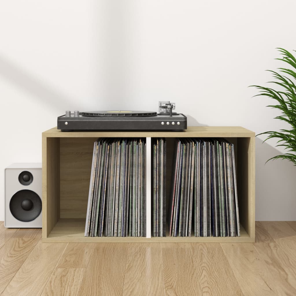 vidaXL Vinyl Storage Box White and Sonoma Oak 71x34x36 cm Engineered Wood