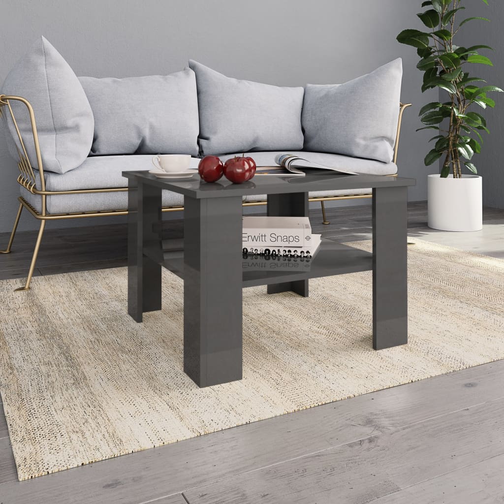 vidaXL Coffee Table High Gloss Grey 60x60x42 cm Engineered Wood