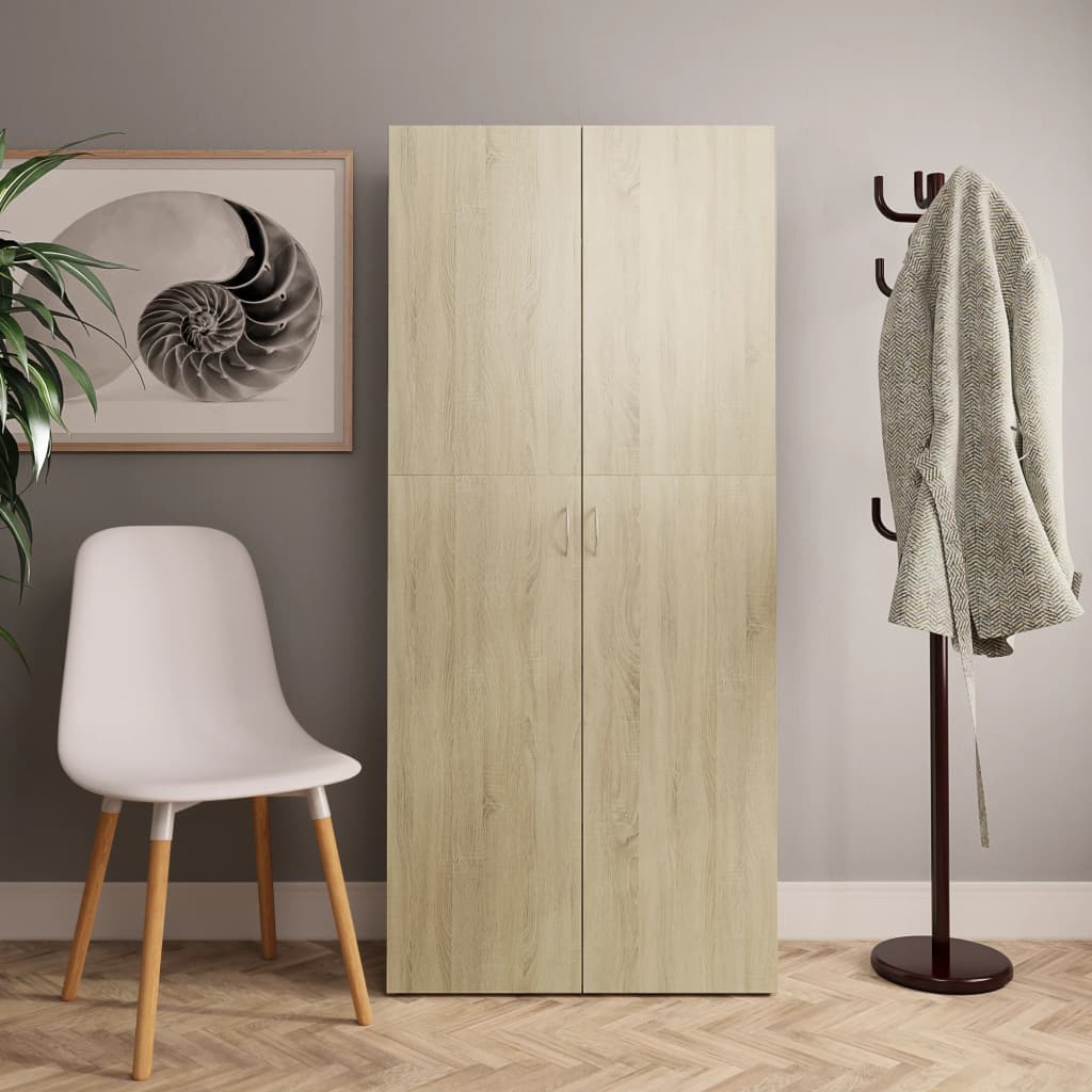 vidaXL Shoe Cabinet Sonoma Oak 80x35.5x180 cm Engineered Wood