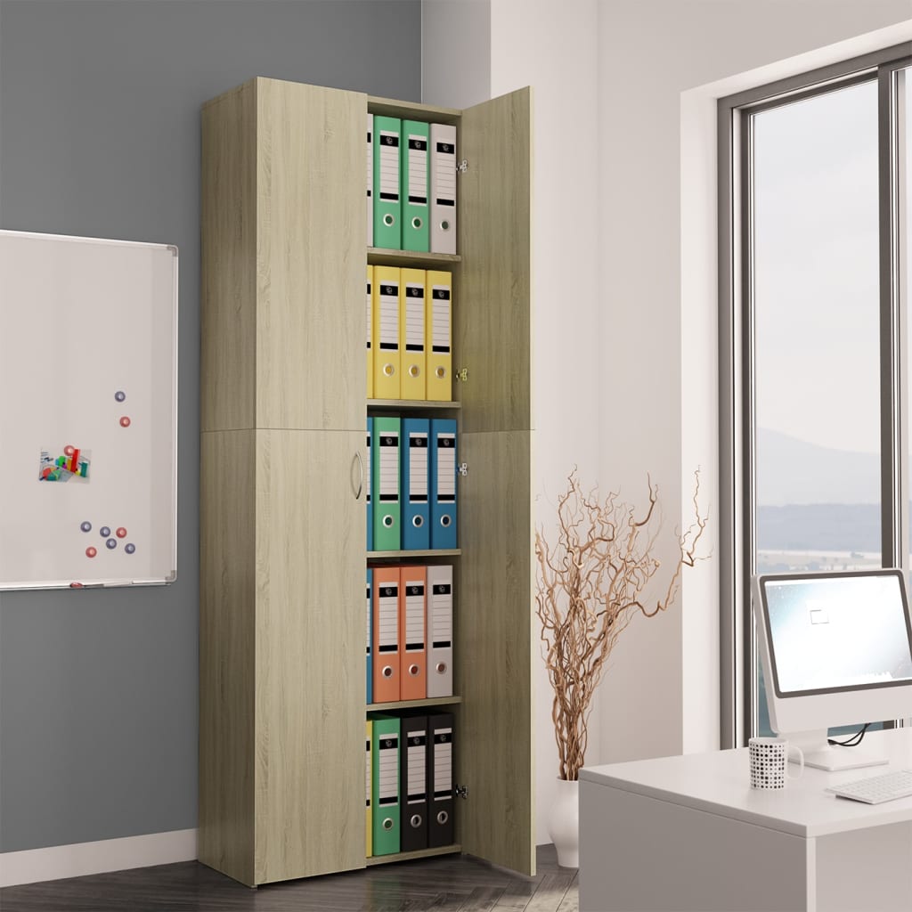 vidaXL Office Cabinet Sonoma Oak 60x32x190 cm Engineered Wood