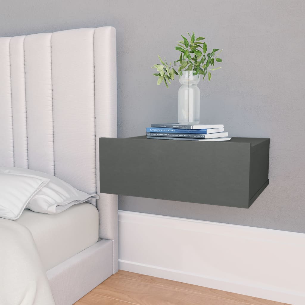 vidaXL Floating Nightstand Grey 40x30x15 cm Engineered Wood