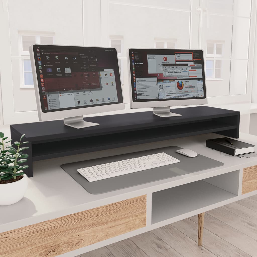 vidaXL Monitor Stand Grey 100x24x13 cm Engineered Wood