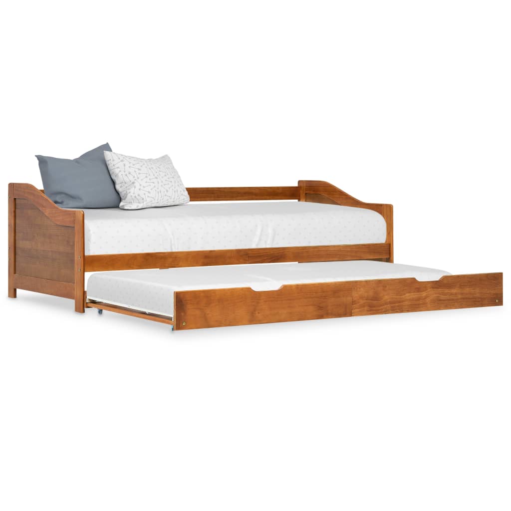 vidaXL Pull-out Sofa Bed Frame Honey Brown Pinewood 90x200 cm