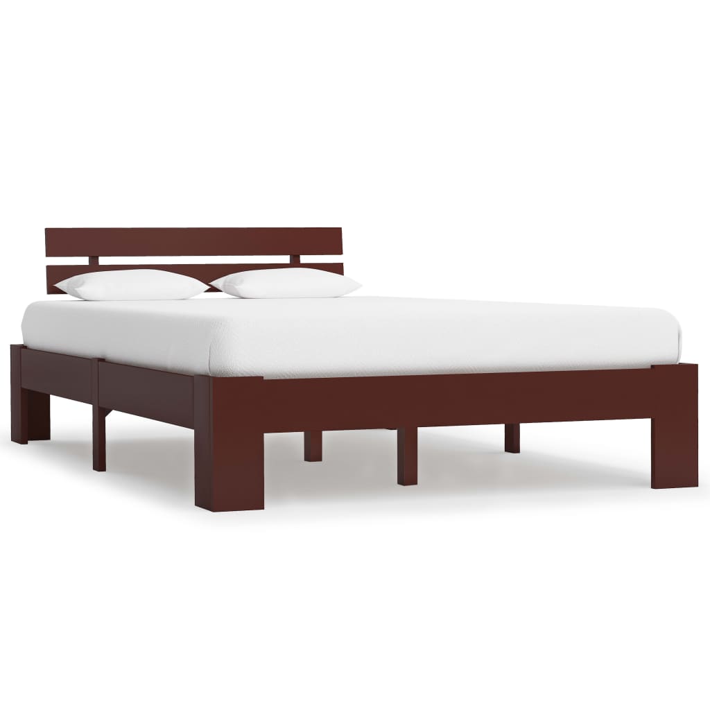 vidaXL Bed Frame Dark Brown Solid Pine Wood 120x200 cm