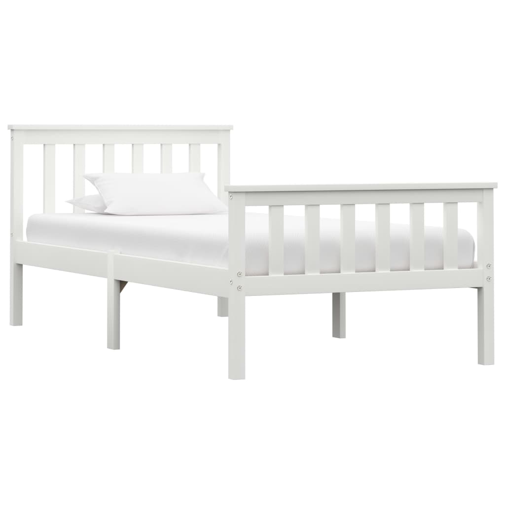 vidaXL Bed Frame White Solid Pinewood 100x200 cm