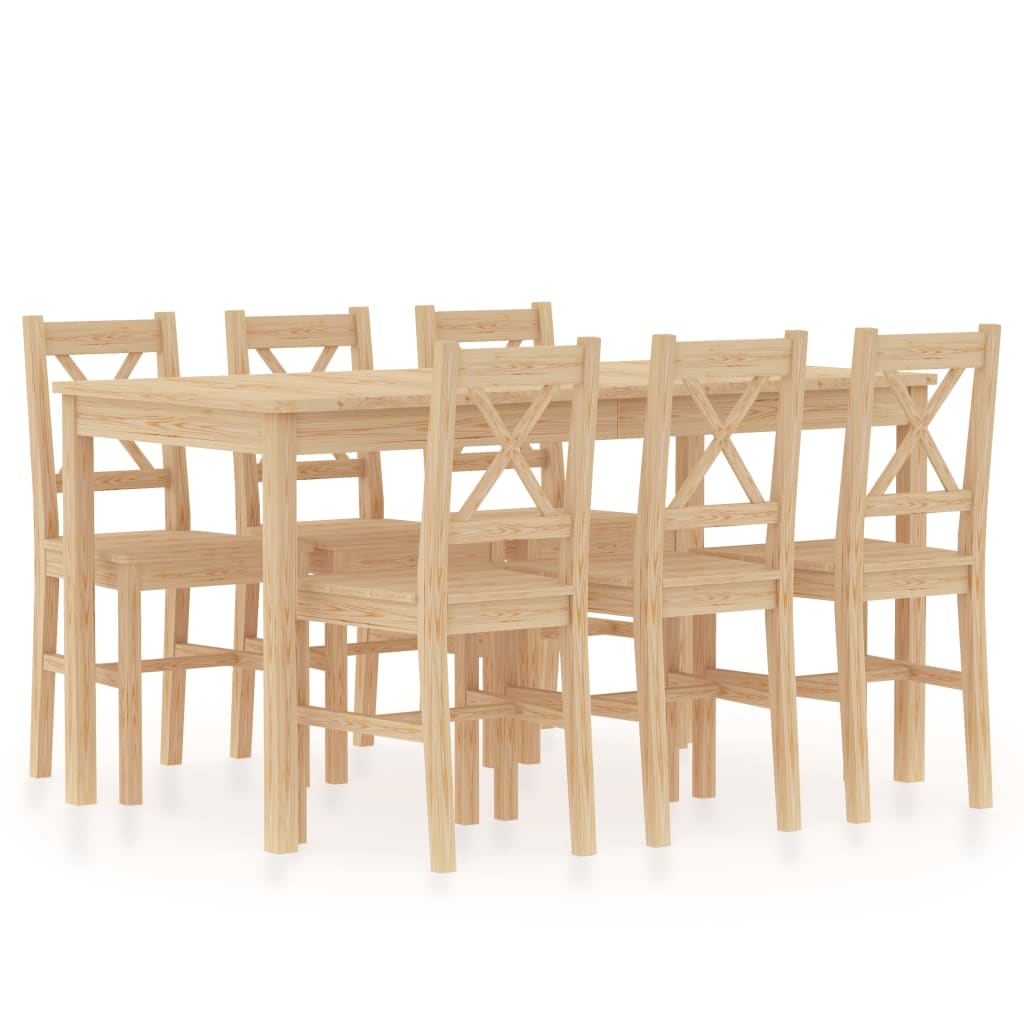 vidaXL 7 Piece Dining Set Pinewood