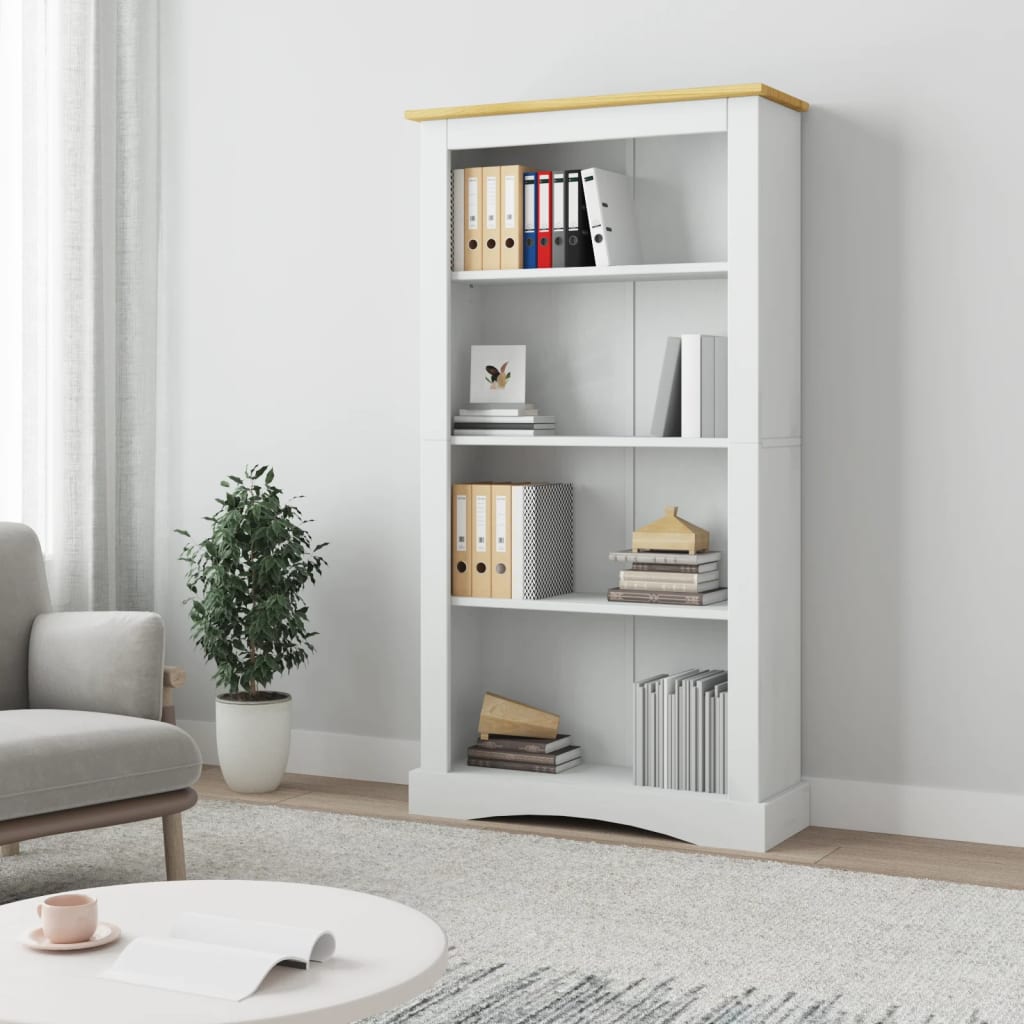 vidaXL 4-Tier Bookcase Mexican Pine Corona Range White 81x29x150 cm