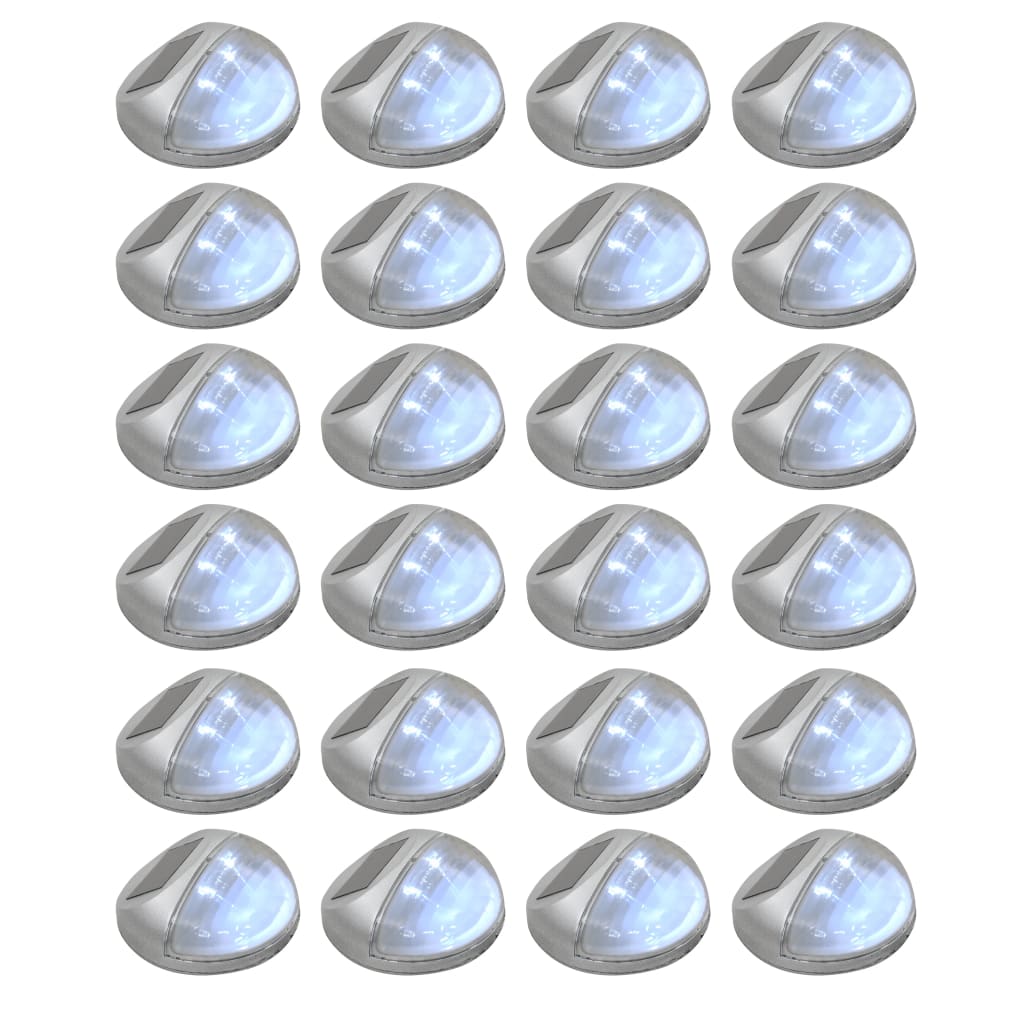 vidaXL Outdoor Solar Wall Lamps LED 24 pcs Round Silver