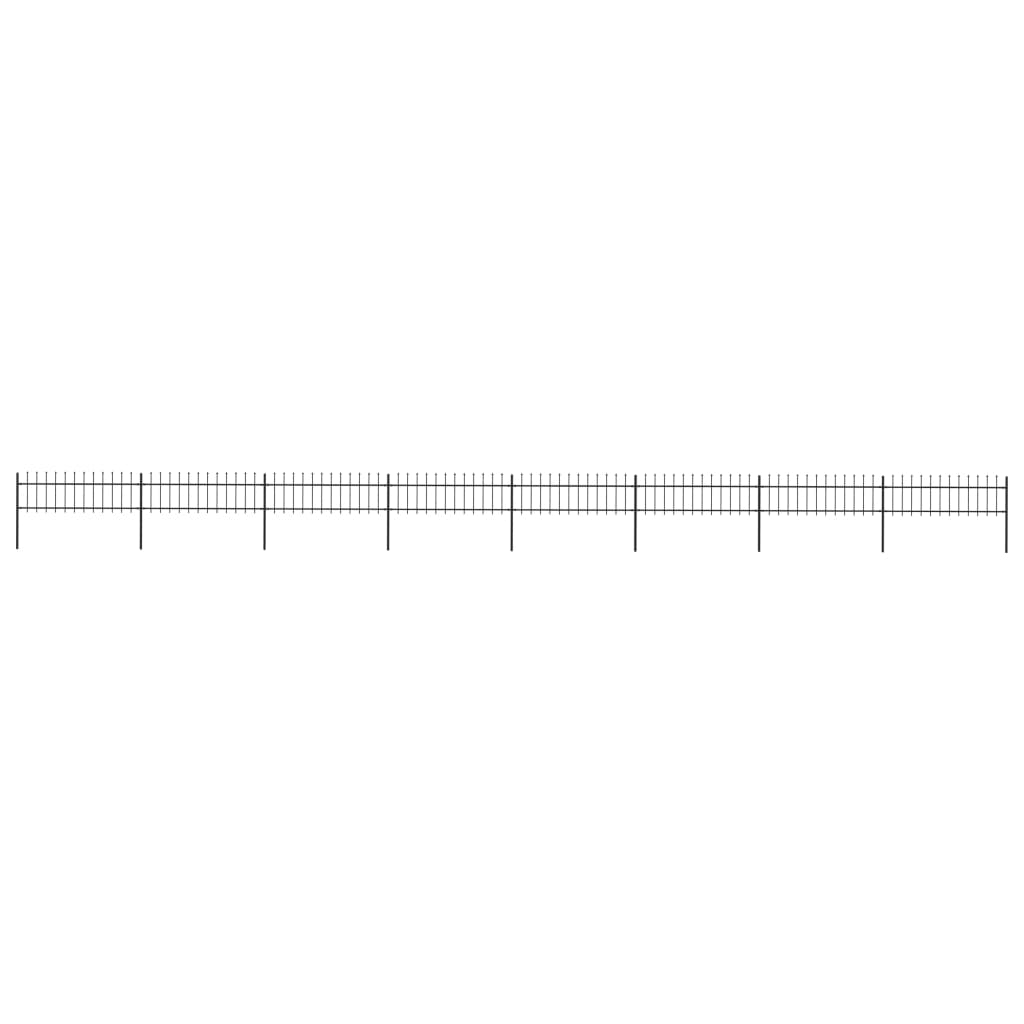 vidaXL Garden Fence with Spear Top Steel 13.6x0.6 m Black