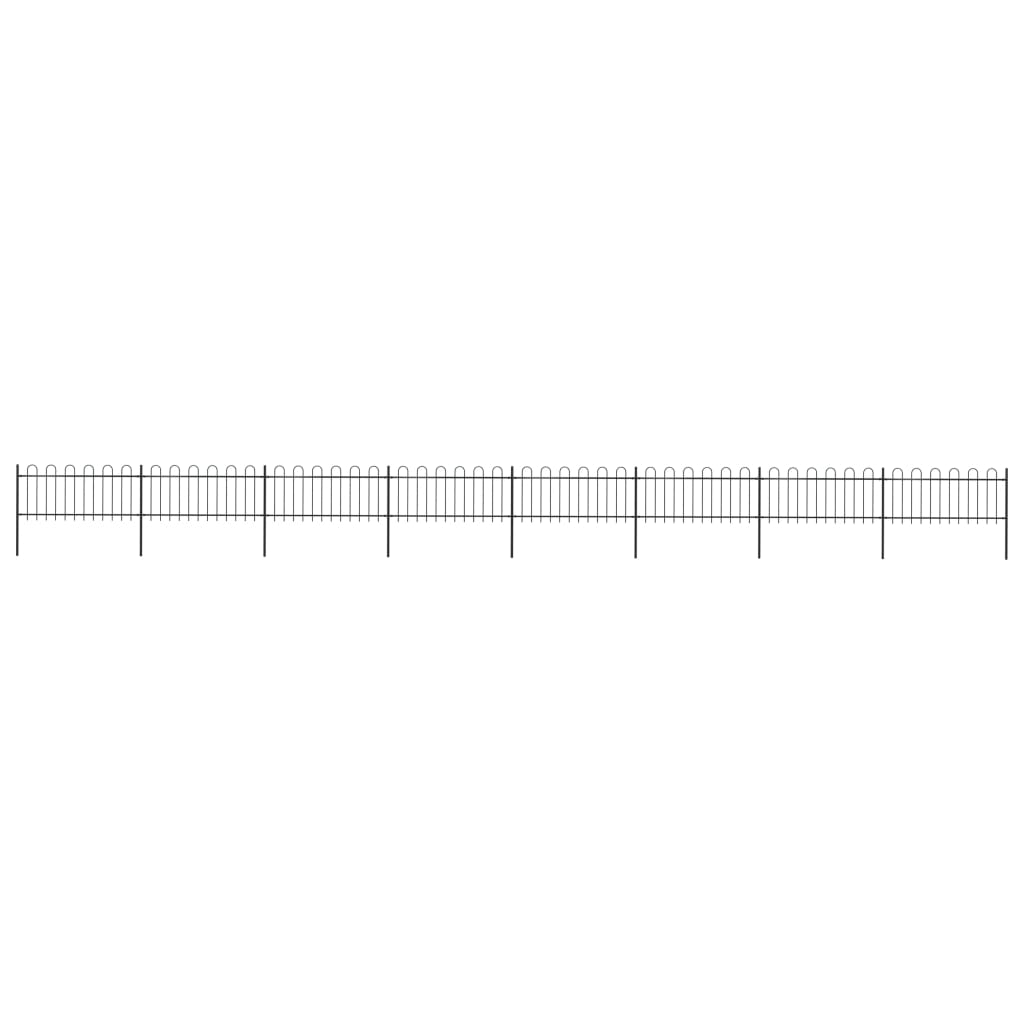 vidaXL Garden Fence with Hoop Top Steel 13.6x0.8 m Black