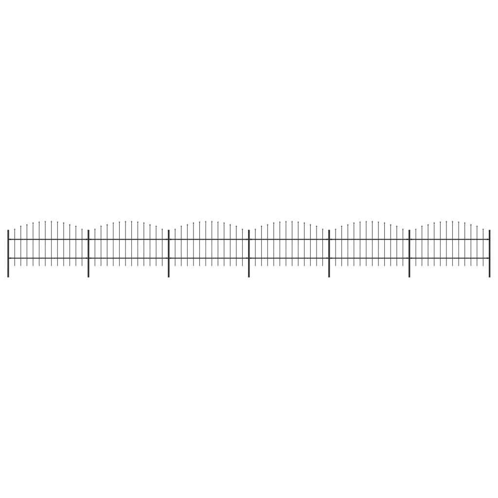 vidaXL Garden Fence with Spear Top Steel (0.75-1)x10.2 m Black