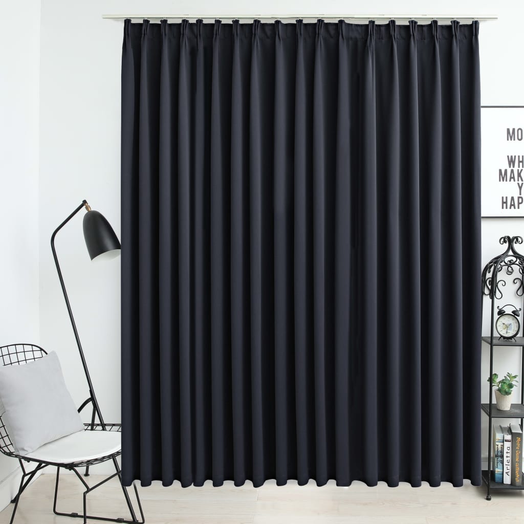 vidaXL Blackout Curtain with Hooks Black 290x245 cm