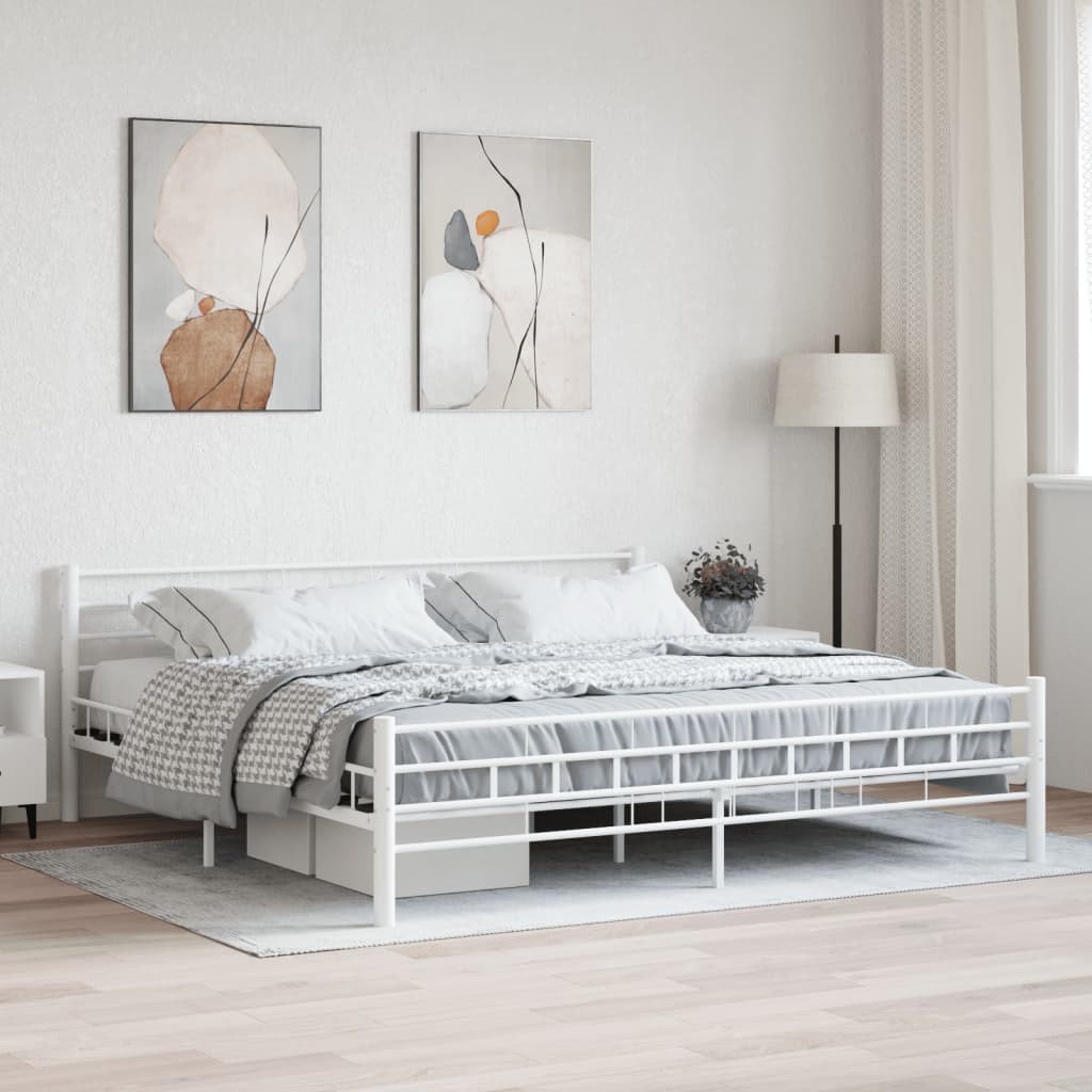 vidaXL Bed Frame White Metal 180x200 cm 6FT Super King