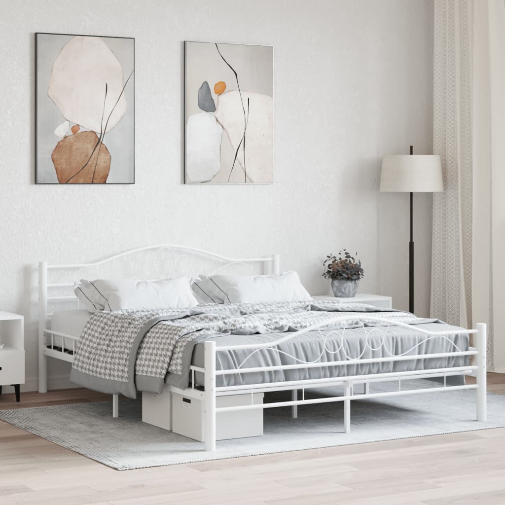 vidaXL Bed Frame White Metal 160x200 cm