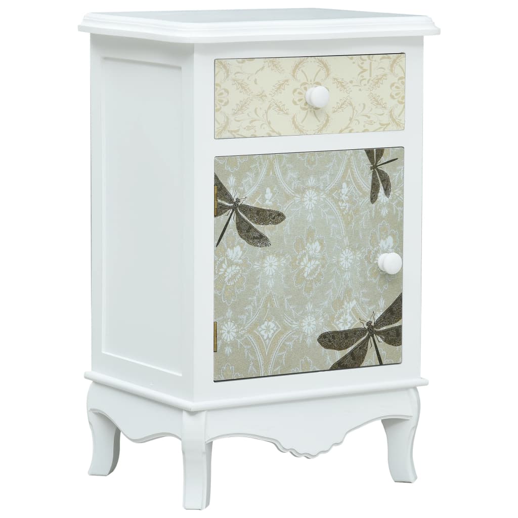 vidaXL Bedside Cabinet White and Grey 40x30x62 cm MDF