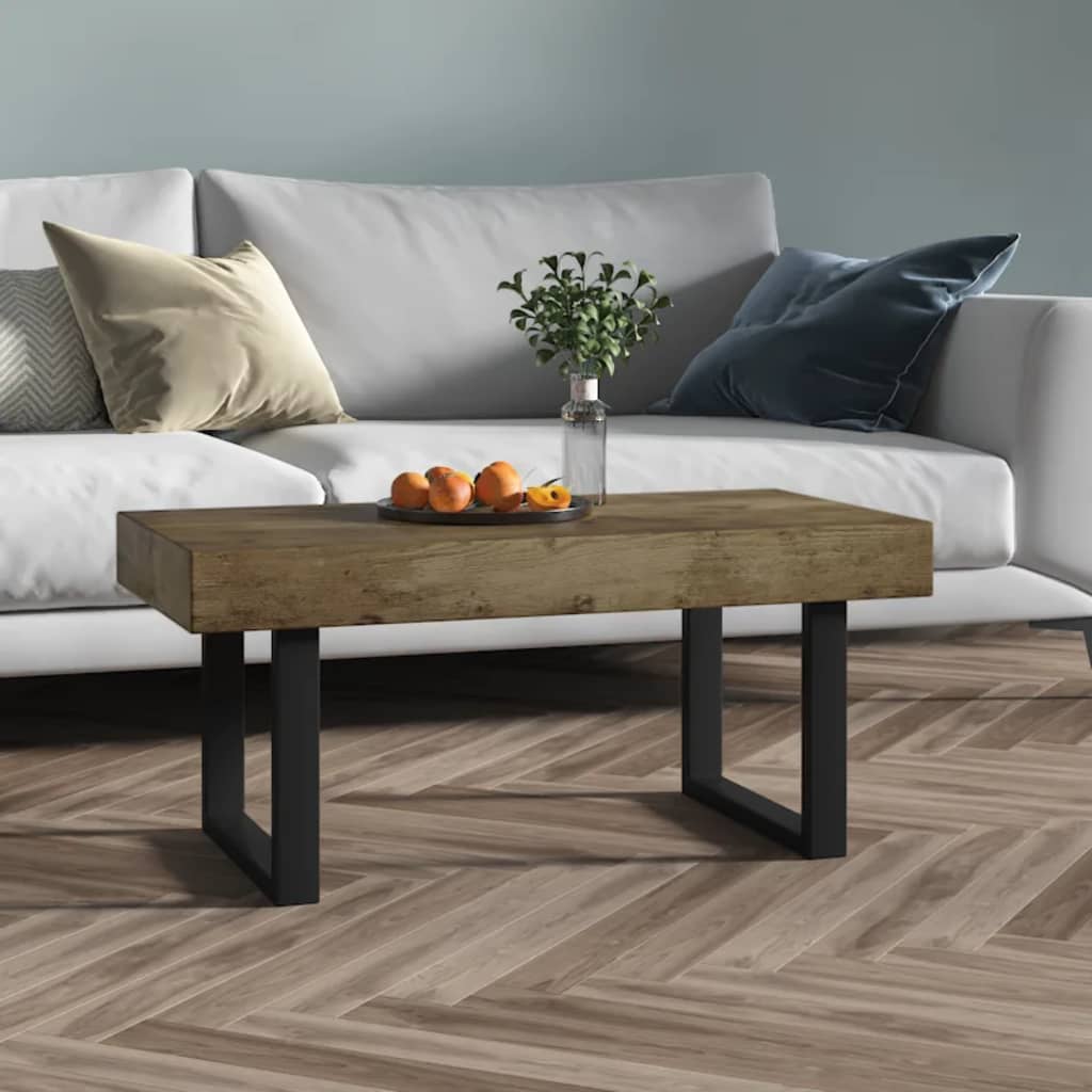 vidaXL Coffee Table Dark Brown and Black 90x45x40 cm MDF and Iron