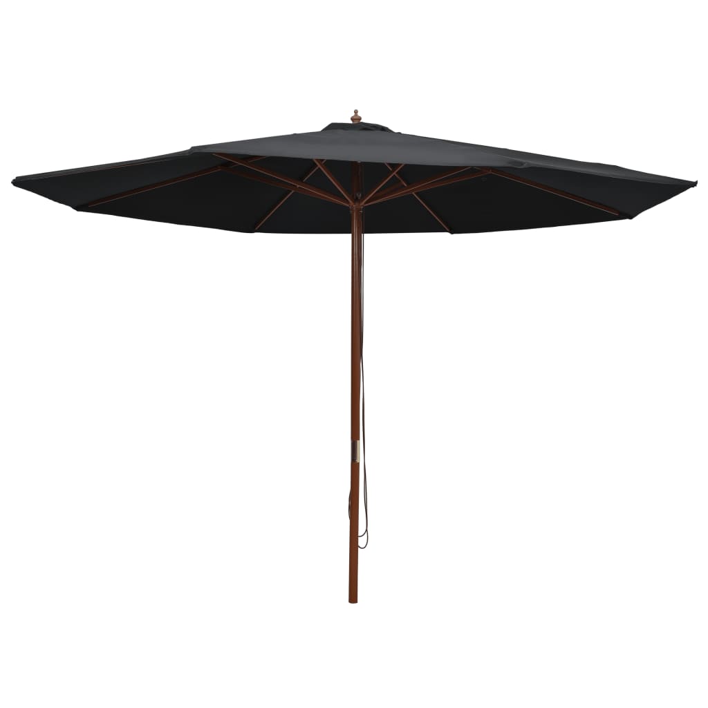 vidaXL Outdoor Parasol with Wooden Pole 350 cm Black
