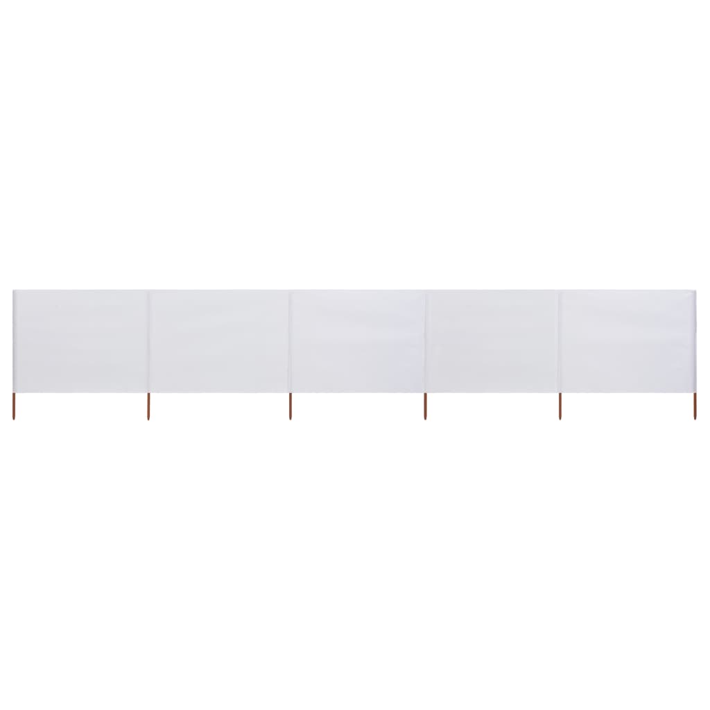 vidaXL 5-panel Wind Screen Fabric 600x80 cm Sand White