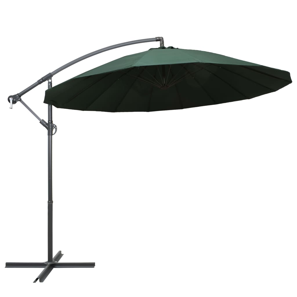 vidaXL Hanging Parasol Green 3 m Aluminium Pole