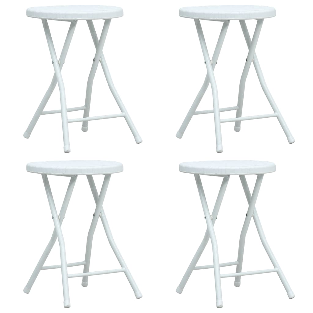 vidaXL Folding Garden Stools 4 pcs White HDPE Rattan Look