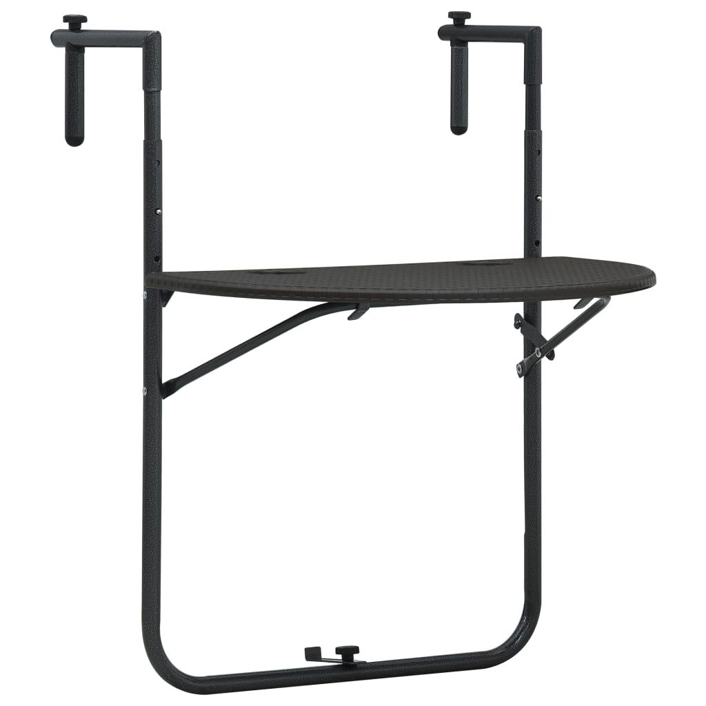 vidaXL Hanging Balcony Table Brown 60x64x83.5 cm Plastic Rattan Look