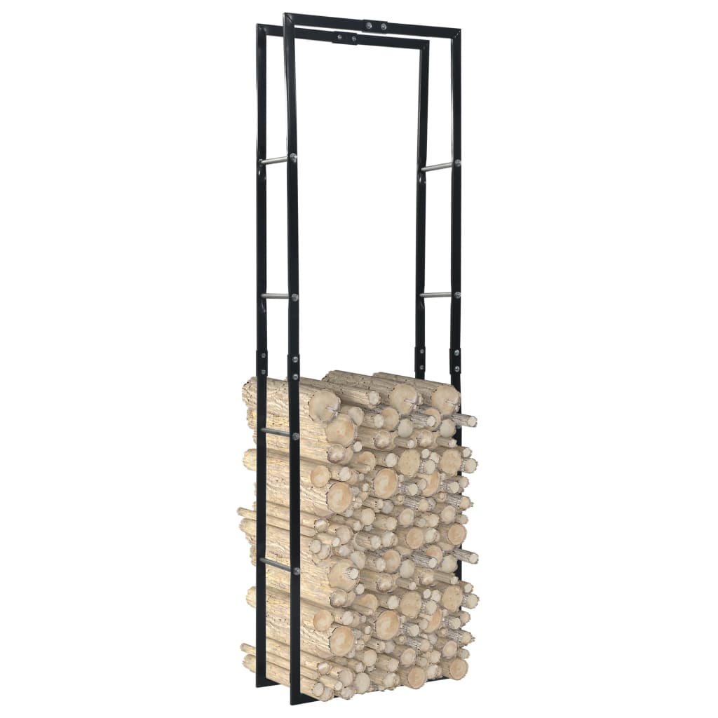 vidaXL Firewood Rack Black 60x25x200 cm Steel