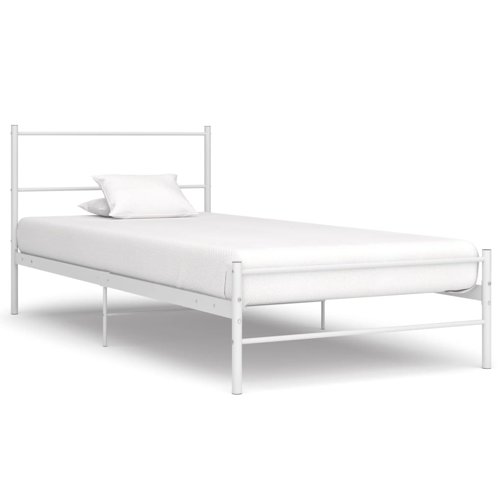 vidaXL Bed Frame White Metal 100x200 cm